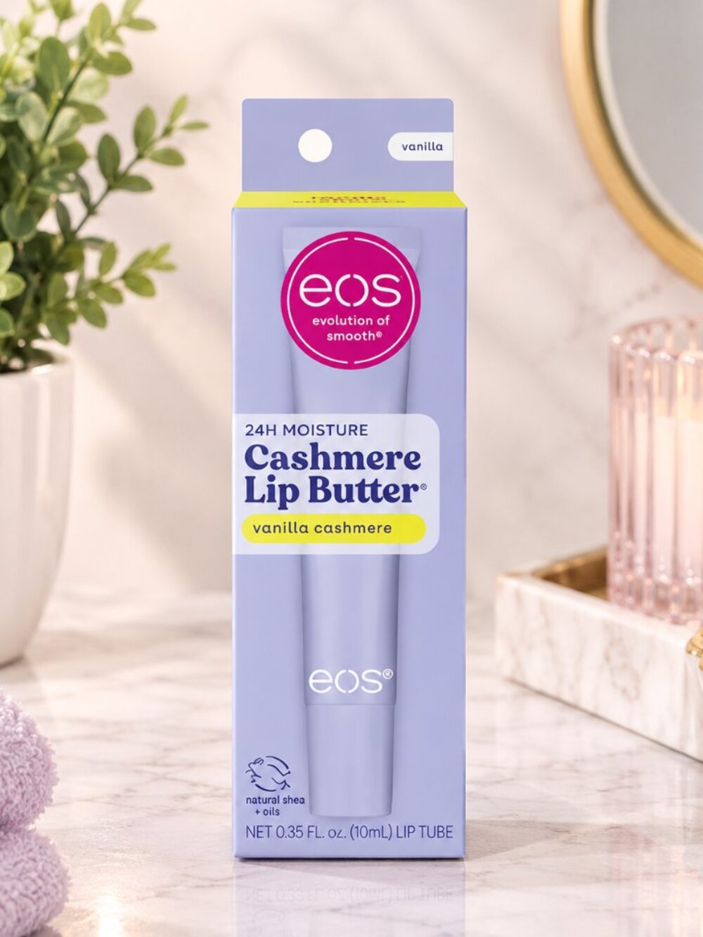 # eos Vanilla Cashmere Plumping Peptides & Shea Butter Lip Butter, 0.35 fl oz